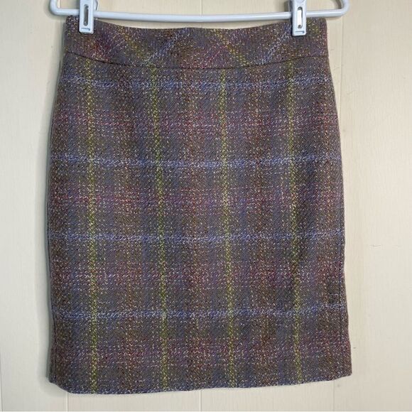 J. Crew Plaid Tweed Lavender Pencil Skirt - Picture 1 of 3